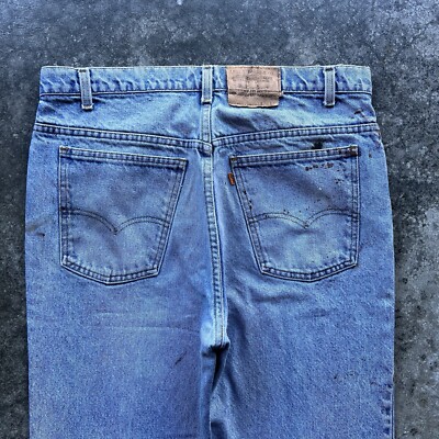 Vintage 70s 80s Levi's 517 Blue Wash Denim Orange Tab Jeans Mens
