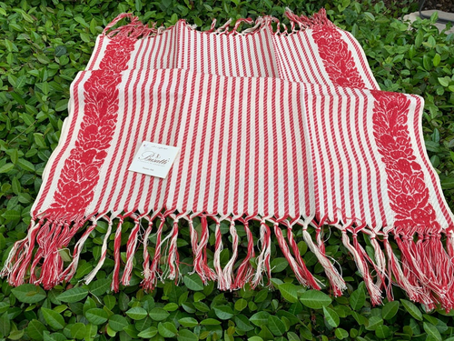 BUSATTI ITALY Pair Turkey Red Linen/Cotton Jacquard Fringed Towels / NWT - Picture 6 of 6