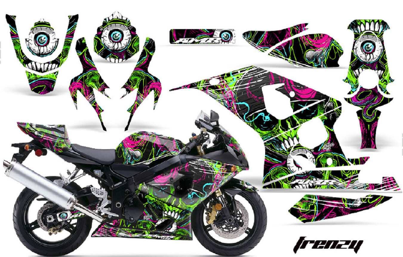Street Bike Graphics Kit Decal For Suzuki GSXR600 GSXR750F 0405 Frenzy GRN eBay