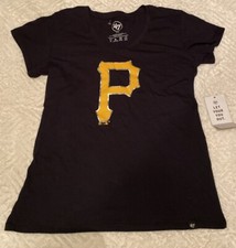 Pittsburgh Pirates V Neck Shirt Womens Medium 47 Brand Black MLB NWT