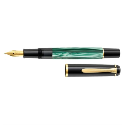 Pelikan M200 black Green Fountain Pen - F Nib