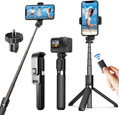 [Multi-Purpose] Selfie Stick Tripod Stand For IOS Android Phones, Small  Camera