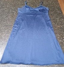 VTG Vanity Fair Navy Blue Silky Dupont Nylon Antron Full Slip Lace Trim 38L USA