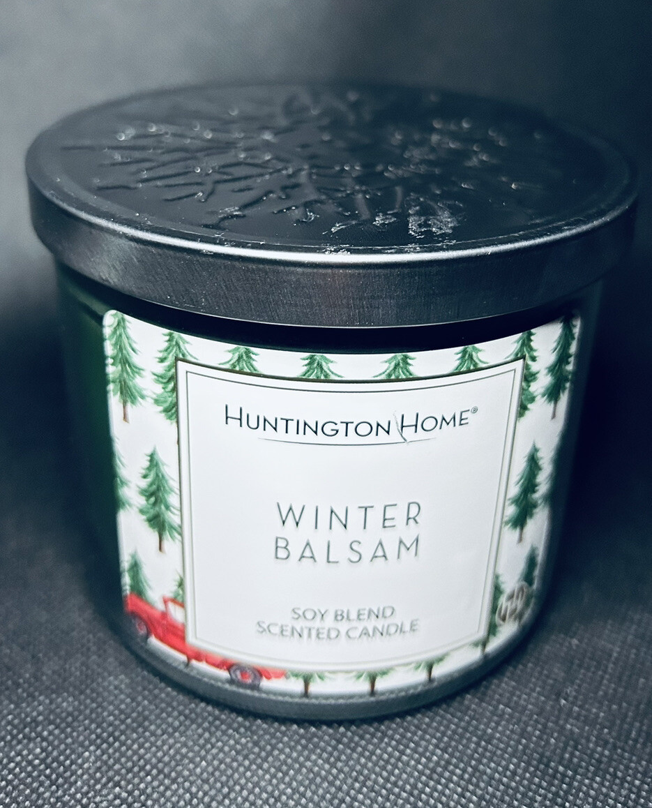 NEW Aldi HUNTINGTON 3 Wick Soy Blend Scented Candle WINTER BALSAM