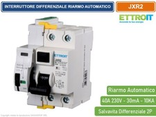 INTERRUTTORE DIFFERENZIALE SALVAVITA RIARMO AUTOMATICO 3 MODULI 2P 40A 230V 30mA