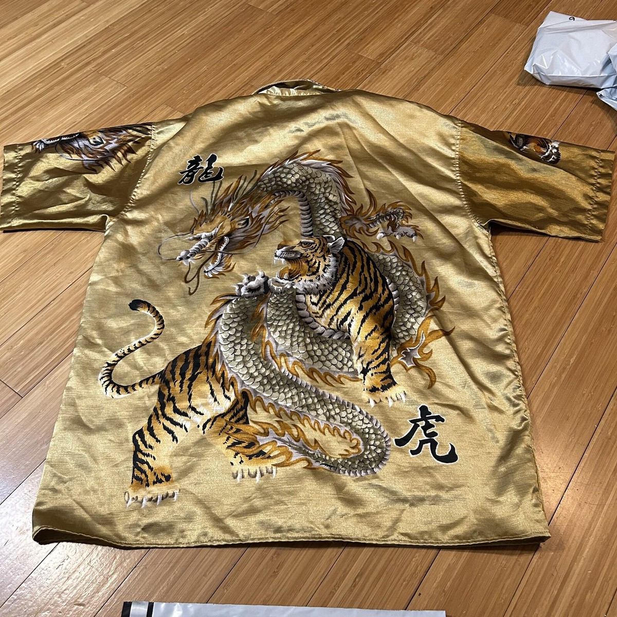 Vintage 2000s Dragon Tribal Button Up Short Sleeve Shirt Size XXL 