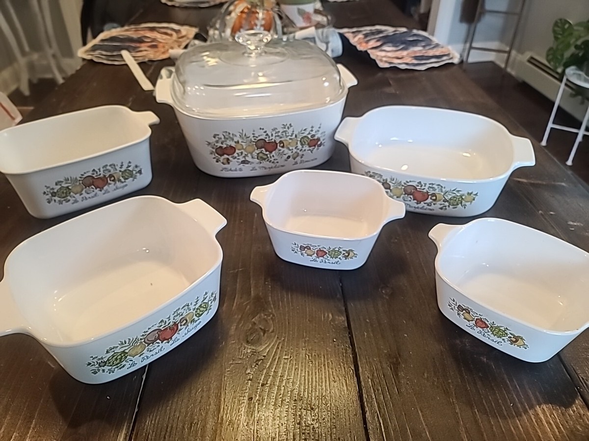 🔥 PC Set Corning Ware LE ROMARIN Casserole Baking Dishes VTG