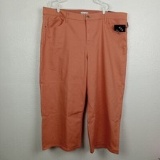 Ava  Viv Pants Plus 26W Wide Leg Cropped Coral High Rise Comfort Waistband NWT