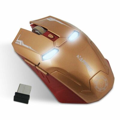 ZX-578 GOLD Iron Man Wireless USB Optical Gaming Mouse Free