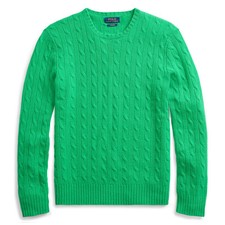  398 NWT POLO RALPH LAUREN Men's Crewneck 100 Cashmere Cable-Knit Sweater Small