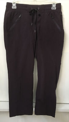 Gap Fit Burgundy Pants Size XS Crop Zip Pockets Drawstring