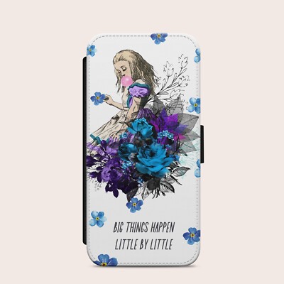 ANIME GIRL WONDERLAND HANDYHÜLLE FÜR IPHONE SAMSUNG PIXEL FLORAL FLIP WALLET