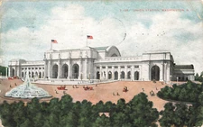 Postcard Union Station at Washington, D.C. People, Cars, Fountain VTG VPC02.