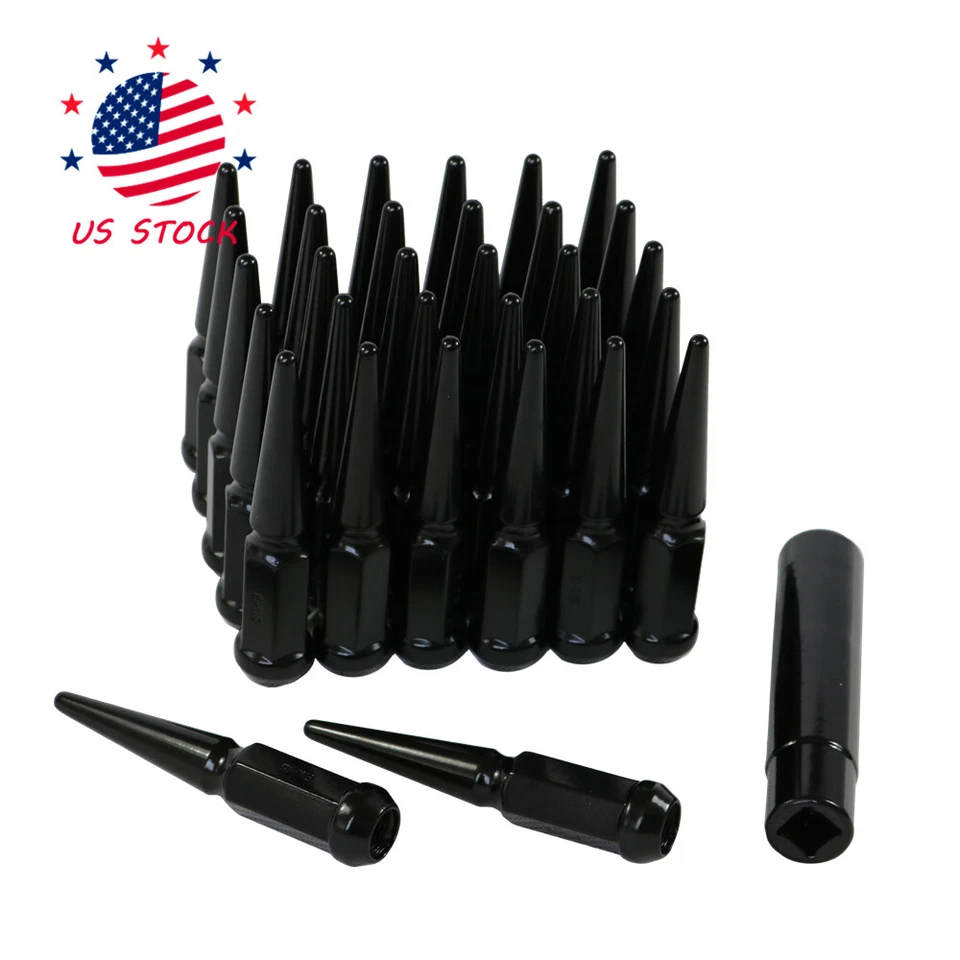 Juego de 32 tuercas de clavo ¦ Negro ¦ 9/16" ¦ Dodge RAM 2500 3500 1994-2011 Foto 4 de 4