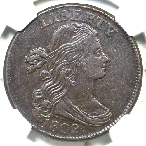 1802 S-228 R-2 NGC AU Details 1/000 Draped Bust Large Cent Coin 1c