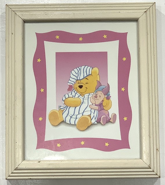 Vintage Disney Classic Winnie The Pooh 7”x6” Framed Art Wall Decor