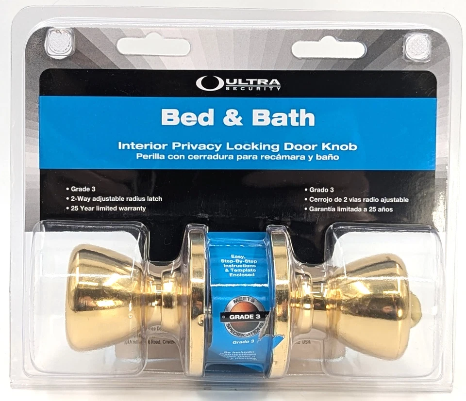 ¡NUEVO! Juego de cerraduras de privacidad bloqueables para cama y baño de latón pulido ultra seguridad, interior Foto 3 de 4