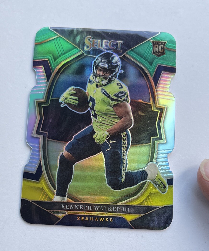 2022 Panini Select Kenneth Walker III Green Yellow Prizm Die Cut #2 RC Rookie