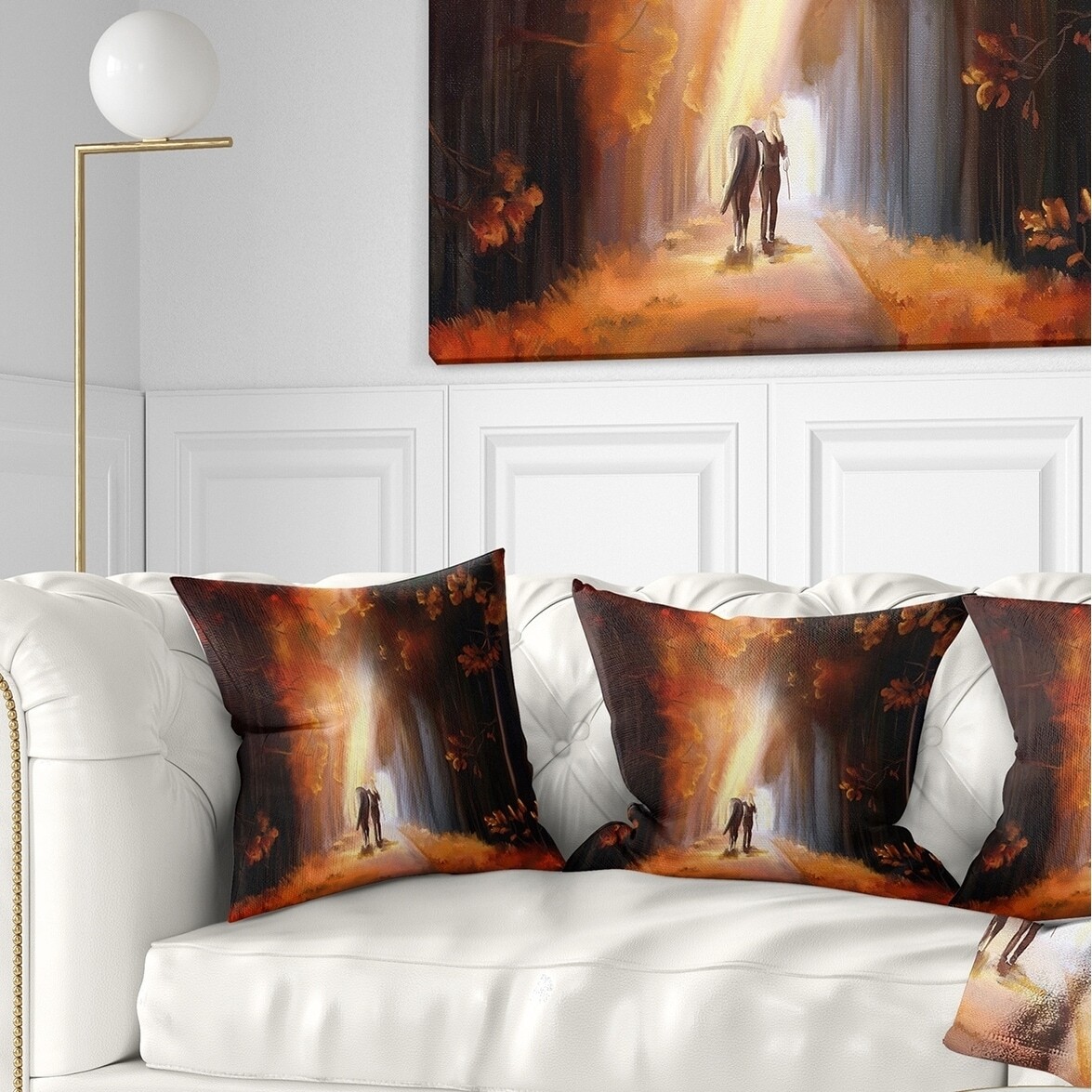 Designart 'Walking in Park' Landscape Printed Throw Pillow