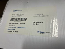 Lot of 7 New Fisherbrand 14955461 50/PK 60ml Plastic Syringe's