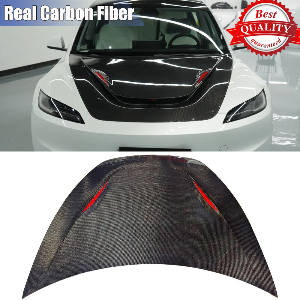 Tesla Model 3 ボディカバー Fit for Tesla Model 3 2021-2023 Carbon Fiber Front Bonnet Hood Lid