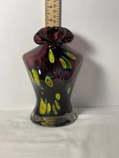 Hand blown glass bust art deco colorful vase 71/2”
