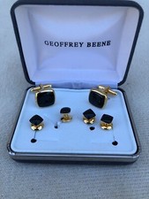Cuff Links  Shirt Collar Studs Set Black  Gold by Geoffrey Beene