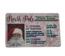 NOVELTY SANTA CLAUS DRIVERS LICENSE CHRISTMAS STOCKING STUFFER PRANK GAG GIFT