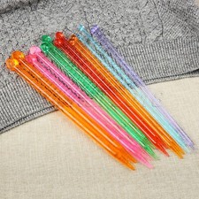 14Pcs 7 Sizes 25cm Single Head Straight Acrylic Knitting Needles Multicolour