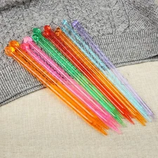 14Pcs 7 Sizes 25cm Single Head Straight Acrylic Knitting Needles Multicolour