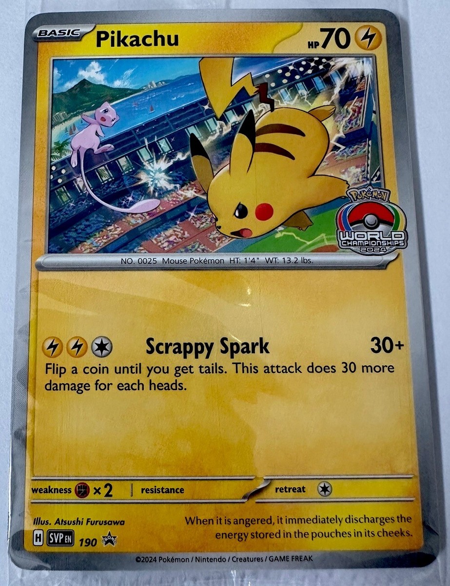 Pokémon Card Pikachu Promo 190 World Championship 2024 Pokémon Card Pikachu Promo 190 World Championship 2024