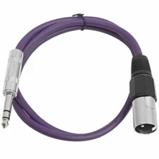 SEISMIC AUDIO Purple 1/4" TRS - XLR Male 2' Patch Cable