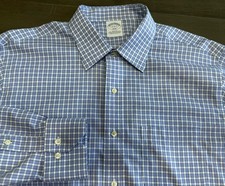 Brooks Brothers Men  s Button Down Shirt 17-6/7 Blue Slim Fit 100 Cotton