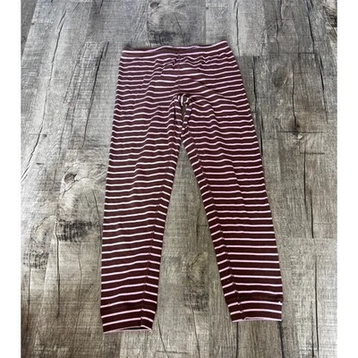 Hanna Andersson Kids Striped Long John Pajama Bottoms Brown Pink Organic Cotton - Image 1 of 3