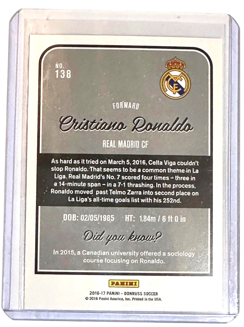 2016-17 Panini Donruss Cristiano Ronaldo Real Madrid Base #138 view 2