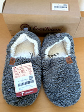 EverFoams Women Soft Curly Full Slippers Women's size 7-8 Memory Foam Grey
