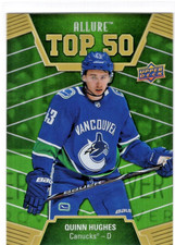 2019/20 UD ALLURE TOP 50 - QUINN HUGHES GREEN PARALLEL T50-21, #05/50 MINT MINT