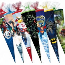 NESTLER Schultüte 85cm groß 6 eckig Tüllverschluss viele Designs für Jungen neu