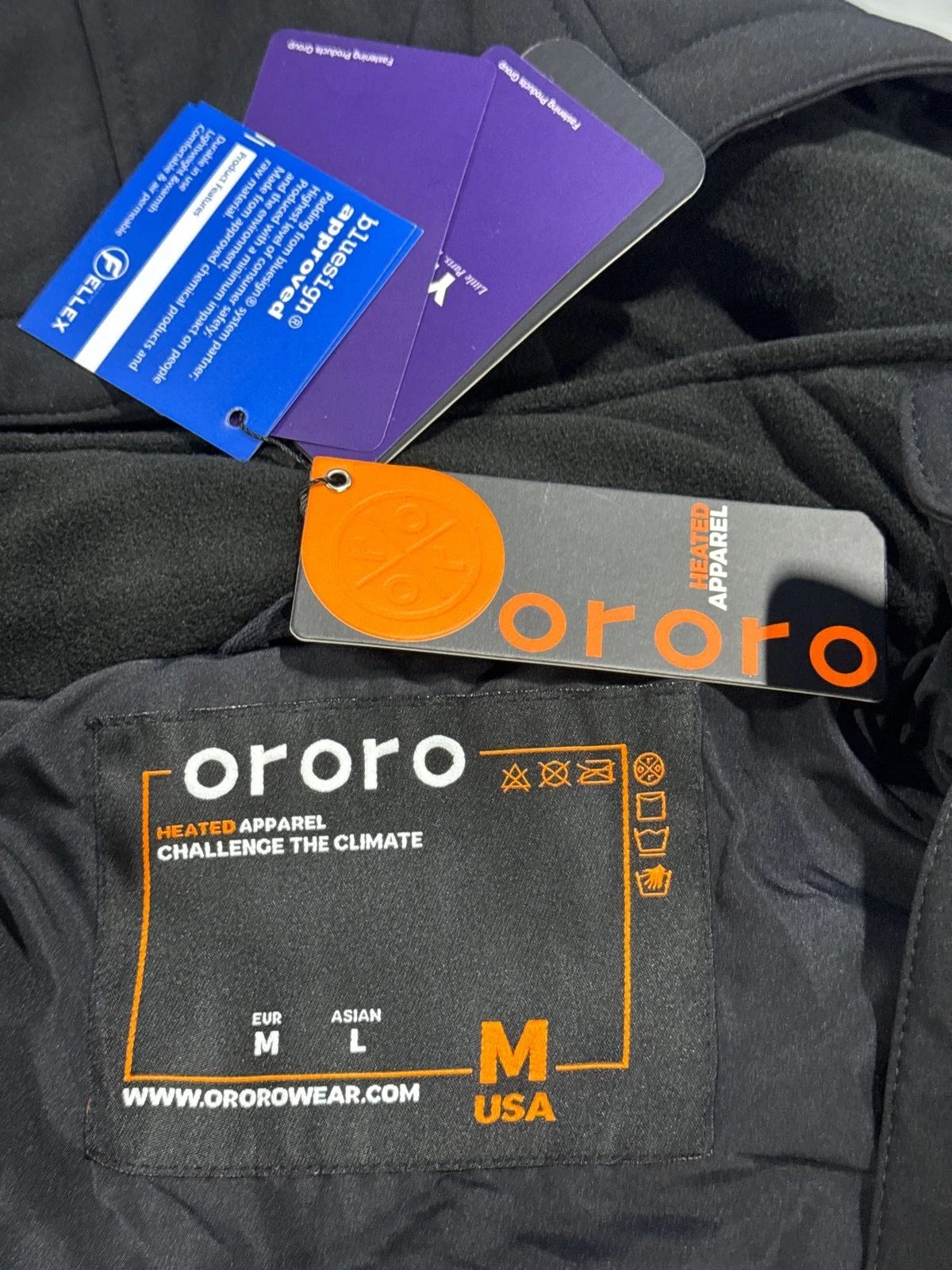 ORORO 7.2-VOLT LITHIUM-ION SOFT SHELL HEATED JACKET - SIZE: MEN M - BLACK/GOLD