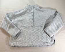 Marine Layer Corbet Quilted Half Snap Sweater Women L Grey Boxy Pullover