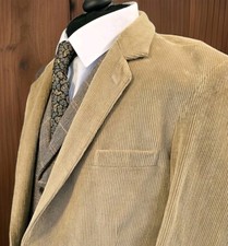 HOLLAND & SHERRY Corduroy Blazer, Beige, 44", Cotton, Two Button, Welted Pockets
