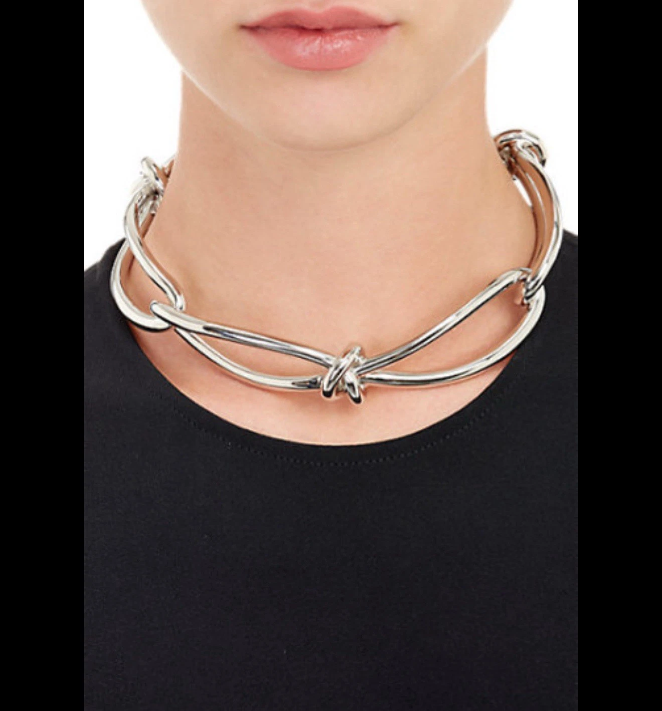 Collana stile girocollo con nodo in metallo argentato Balenciaga