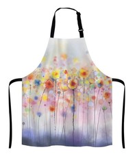Watercolor Flower Apron, Flowers in Soft Colors and Floral Unisex Kitchen Bib...
