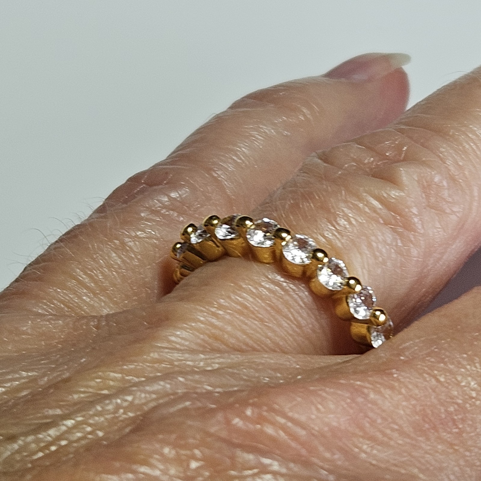 Gold Tone Clear Rhinestone Stackable Ring Size 5.5 - image 7