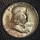 1948-D Franklin Half Dollar, Choice BU, Light Toning