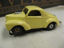 Aurora Vintage HO 1963   1969 Yellow Willys Gasser, Thunderjet 500