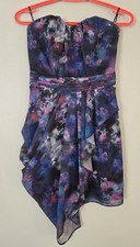 Guess Fuchsia Bombay Floral Strapless Chifon Dress Purple Size 2