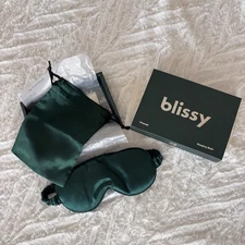 Blissy 100% Pure Mulberry Silk Sleep Mask Emerald Green NEW Eye Wellness