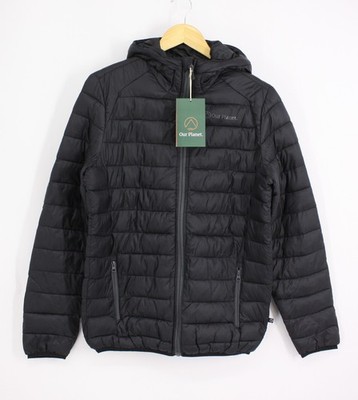 OUR PLANET HERREN KARST KAPUZENJACKE WATTIERT SCHWARZ UVP £90 IB