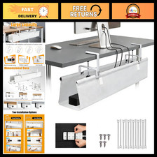 Under Desk Cable Management Tray - 48" No-Drill Organizer for Home/Office/Gaming